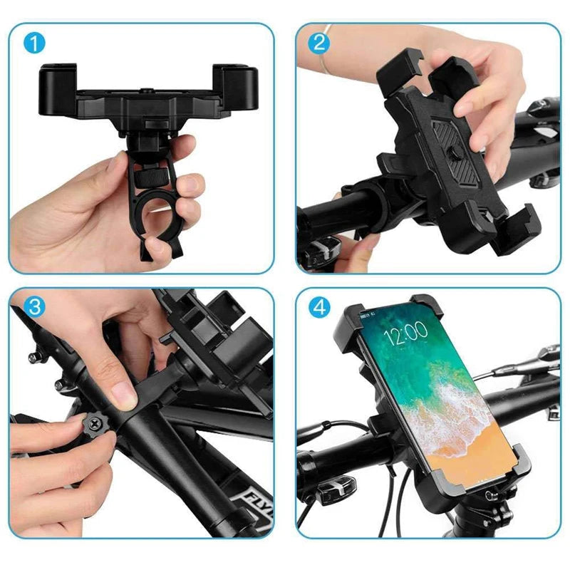 360° Rotatable Bike Phone Mount Universal Handlebar Phone Cradle Shockproof Phone Holder Compatible with 4–7 Inch Smartphones