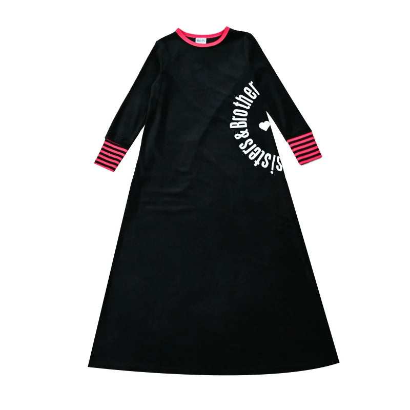 Children's Matching Clothes Set Siblings Black Velour Letters Print Boy And Girl Autumn Winter Comfortable Clothing