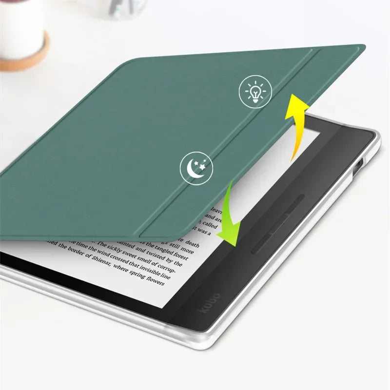 Slim PU Leather Cover For KOBO Libra Colour 2024 Libra 2 2021 7'' N428 N418 Ebook Shockproof Smart Case with Clear Back Funda