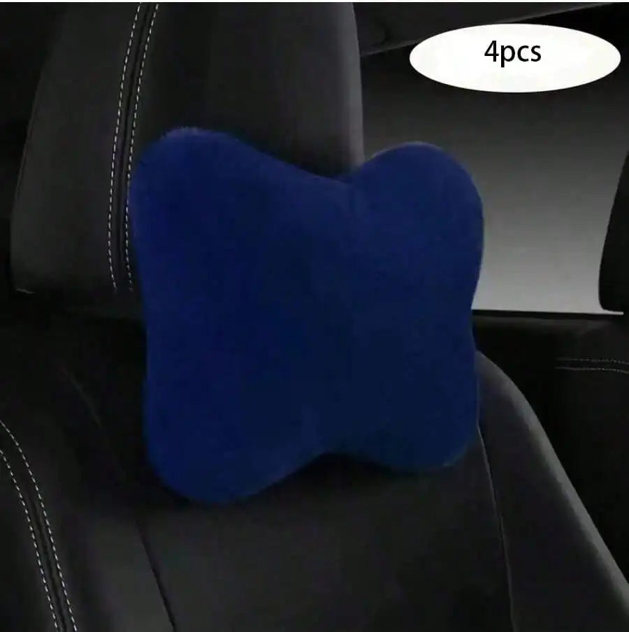 2/4pcs Luxury Plush Car Neck Pillows, Comfortable Neck Support, Faux Fur Texture, Soft Sponge Padding, Makes Traveling More Comfortable