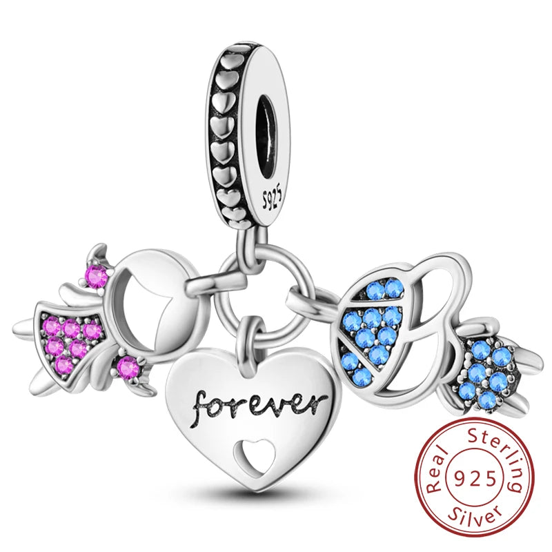 Hot Sale Charm Bead Pendant 925 Sterling Silver Firefly Love Heart Cats Dogs Sunflower Charm for Bracelet Women DIY Jewelry Gift