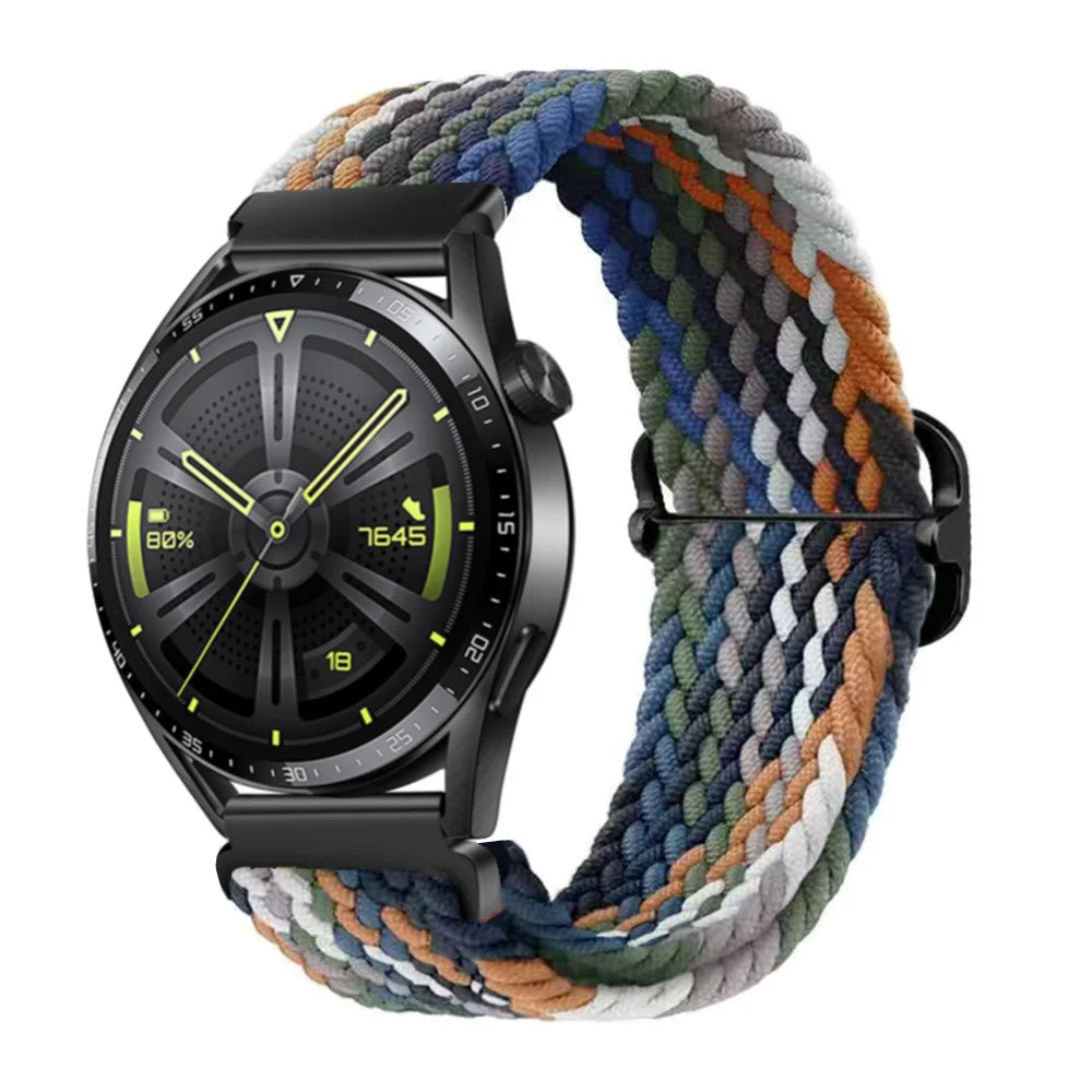 20mm 22mm Braided Solo Loop Strap For Samsung Watch 5/4/3 Active 2/Huawei Watch 3/GT Nylon Elastic Bracelet Amazfit GTR/GTS Belt