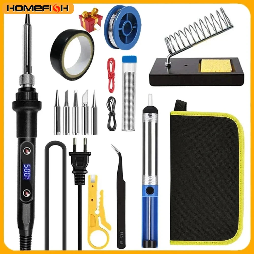 New Electric Soldering Iron 60W Adjustable Temperature Replaceable Soldering Iron Head Soldering Iron Pen Welding Kit