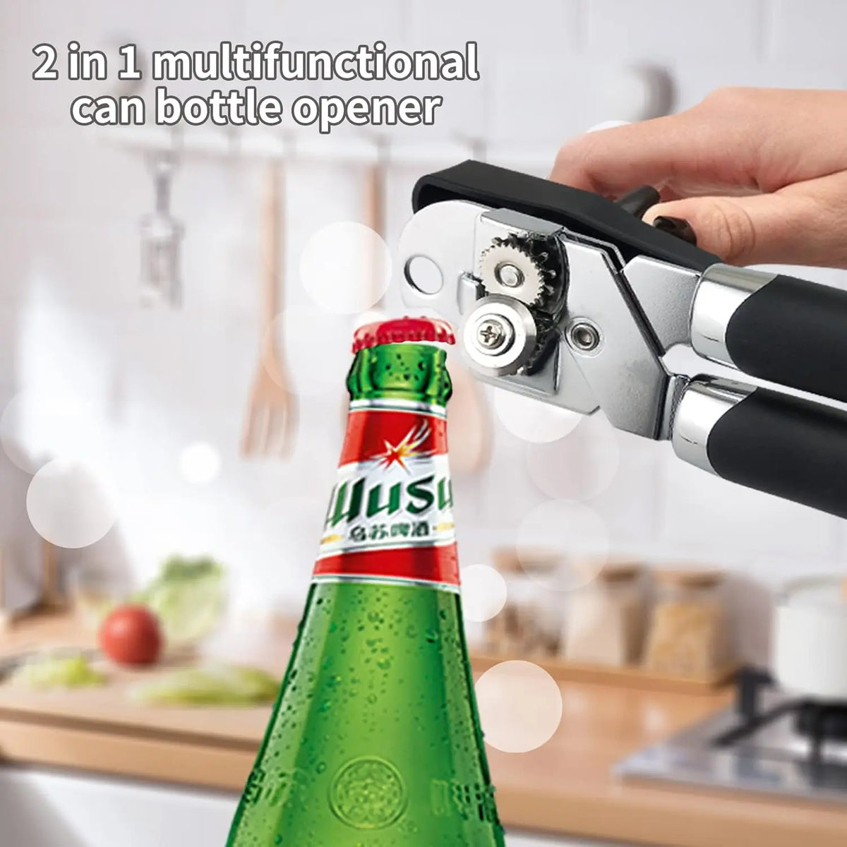 Heavy Duty Manual Can Opener Sturdy Stainless Steel with Comfort Grip It Also Functions As A Multi-functional Bottle Opener.