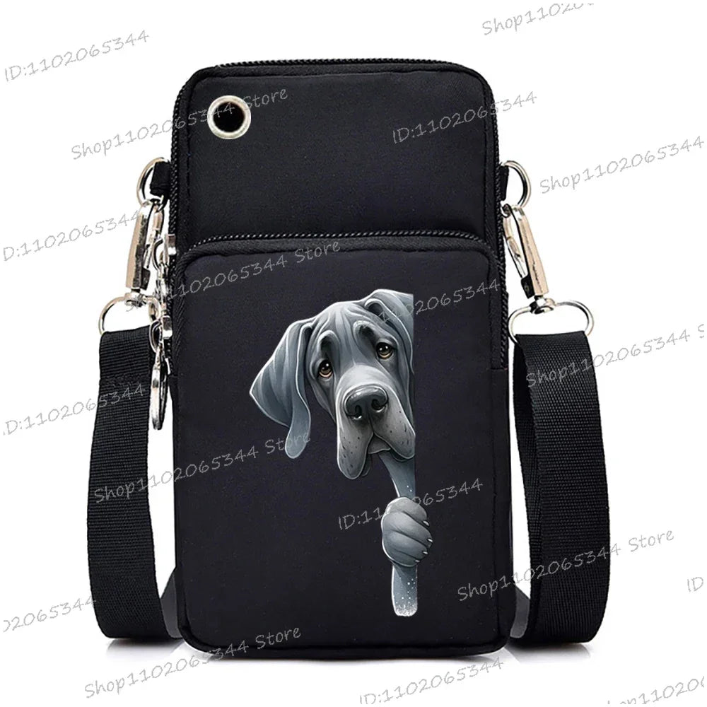 New Mobile Phone Bag Funny Anime Dog Print Shoulder Messenger Bag Women Men Coin Purse Handbag Animal Lover Small Crossbody Bag