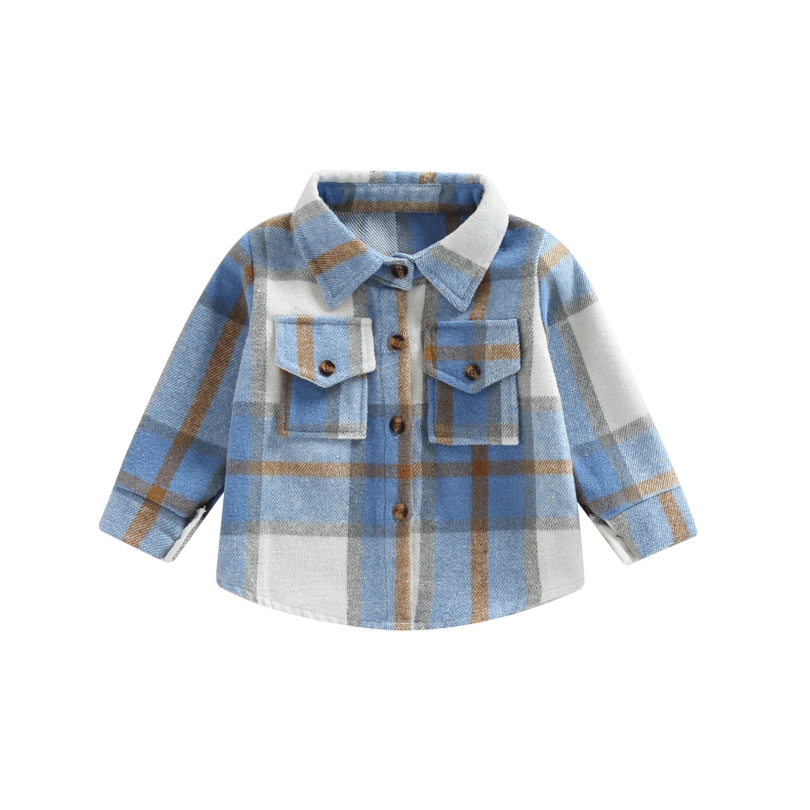 Toddler Baby Boy Girl Plaid Shirt Jacket Outfits Button Down Cardigan Kids Long Sleeve Coat Tops Fall Clothes