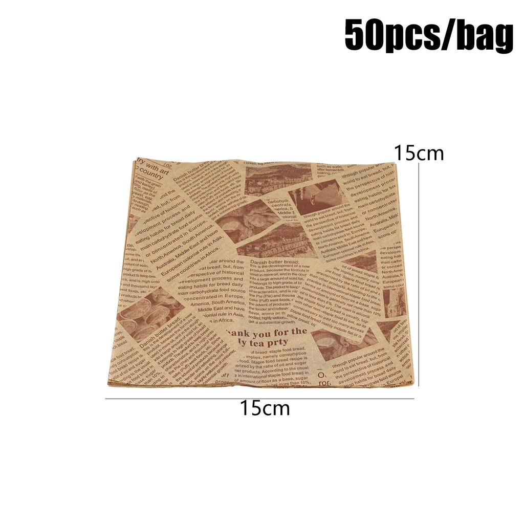 50/100Pcs Oil-Proof Paper Sheet Food Sandwich Packaging Paper Newspaper Style Greaseproof Deli Paper for Wrapping Burger Bread