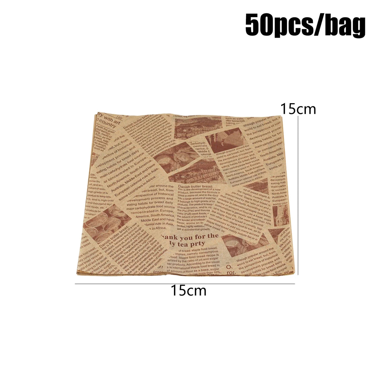 50/100Pcs Oil-Proof Paper Sheet Food Sandwich Packaging Paper Newspaper Style Greaseproof Deli Paper for Wrapping Burger Bread