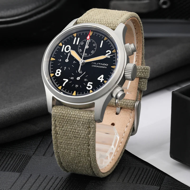 Militado ML1868KF 3 Dial Quartz Watch VK67 Sports Chronograph Watches Man Luminous Sapphire Glass 100M Waterproof 39Mm Watches