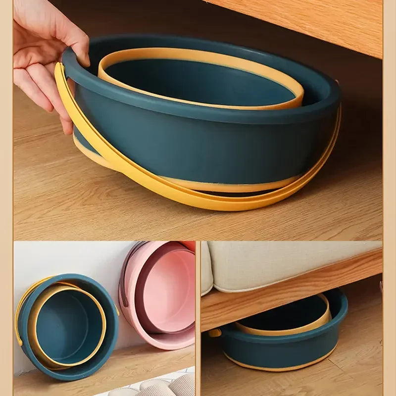 5/10/17L Portable Folding Bucket Multifunctional Thickened Silicone Bucket for Car Washing and Fishing Camping Folding Bucket