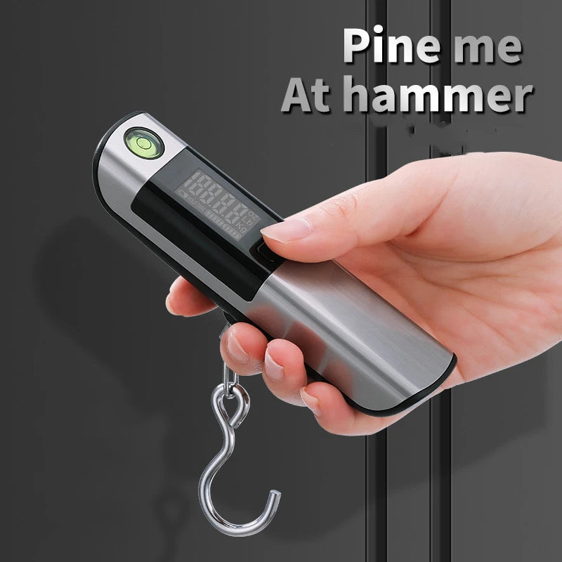 Portable Electronic Scale with Rule, Household Small 50kg Portable Mini Hook Weighing, High-Precision Luggage Weighing Device