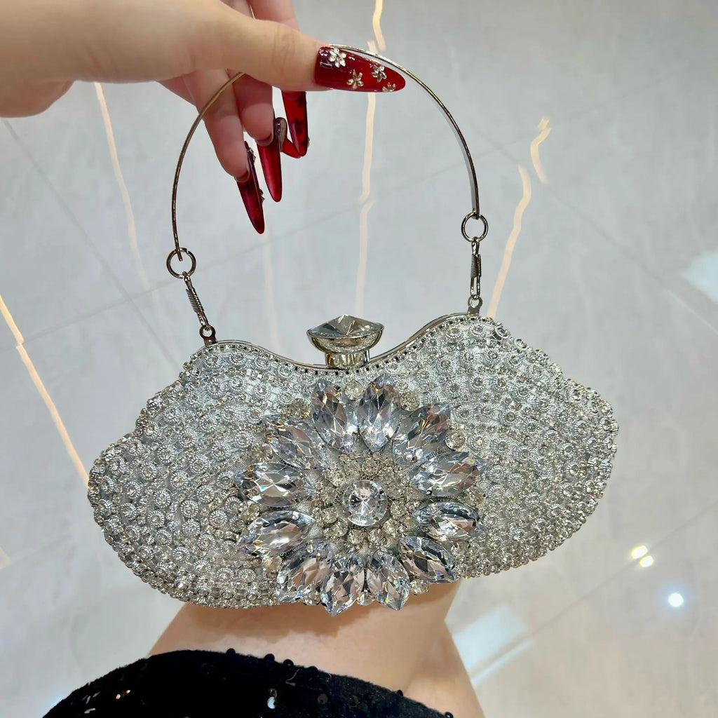 Luxury Diamond Encrusted Evening Clutch Women’s Rhinestone Sparkling Handbag Wedding Banquet Dinner Party Elegant Dress Purse