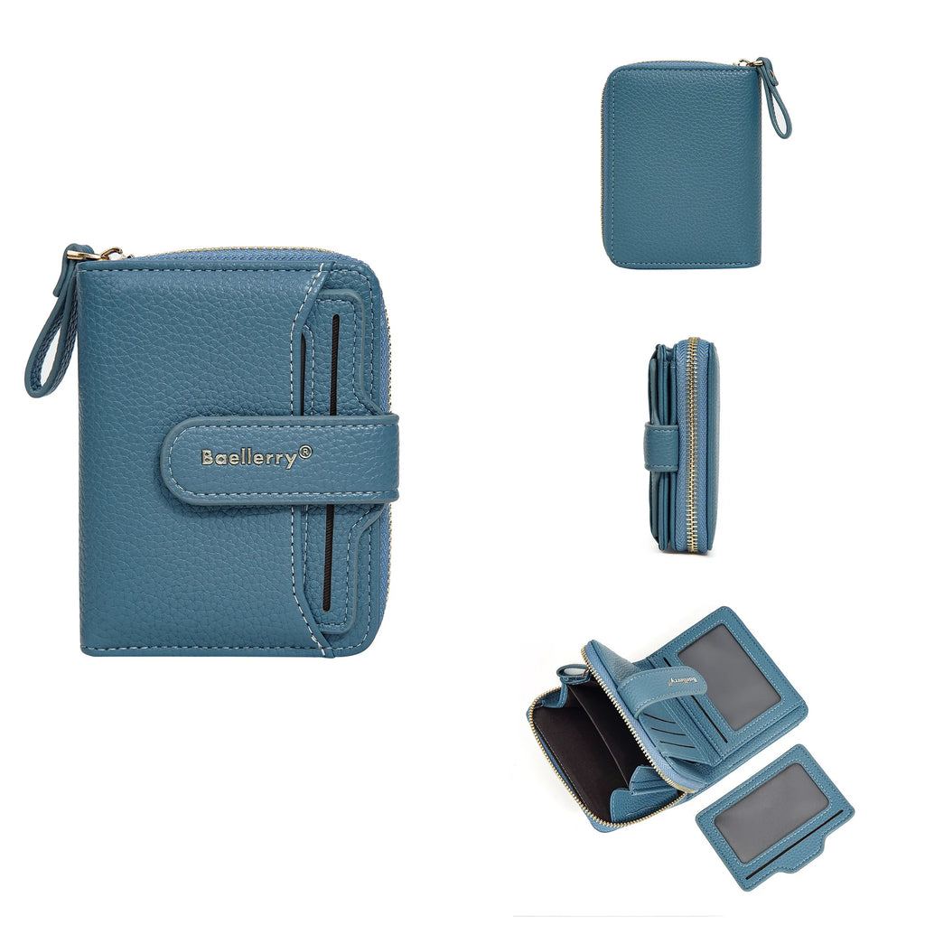 New Short Women Zipper Wallets Large Capacity Card Holder Brand Female Purses Quality Coin Pocket Photo Holder Wallet For Girls