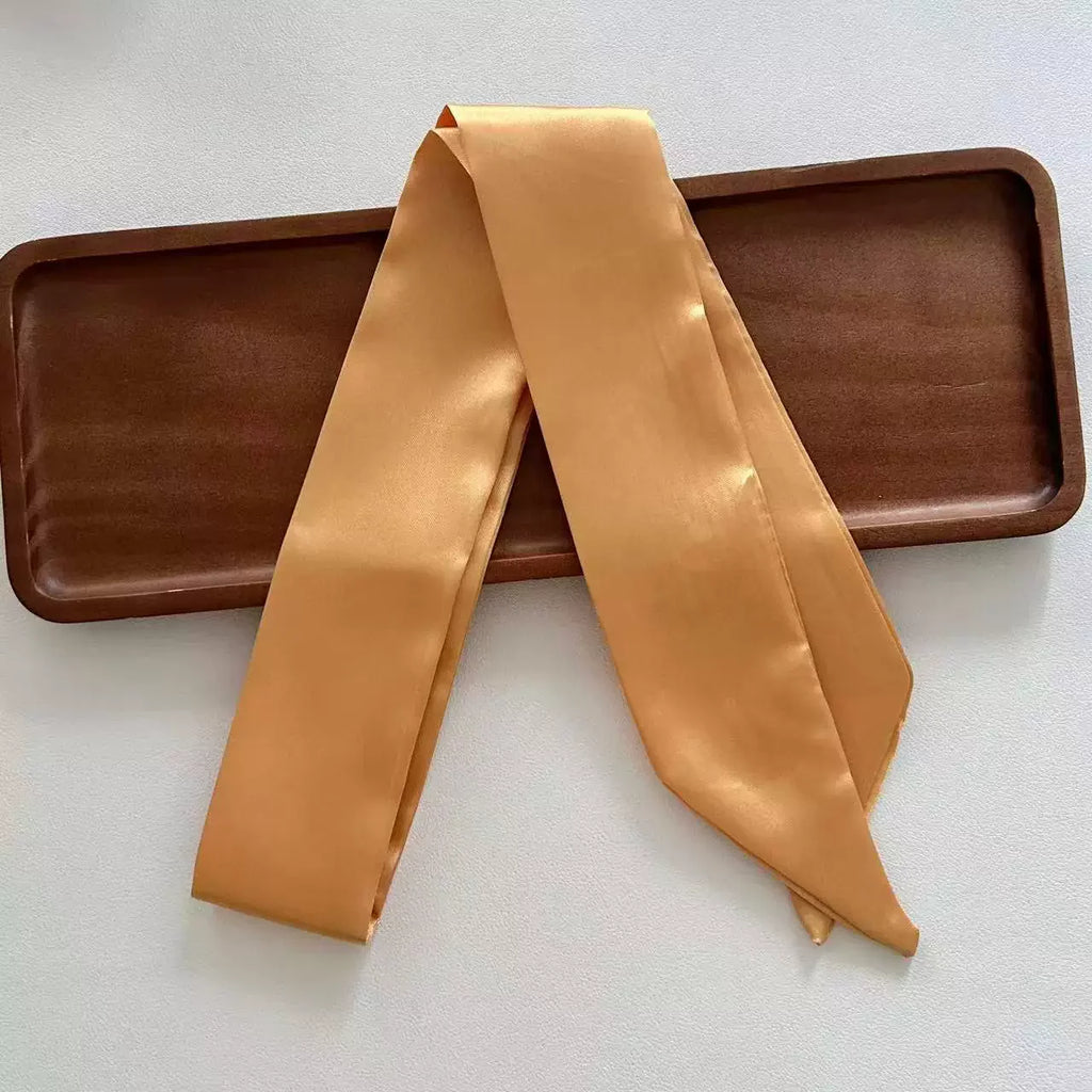 4.5x100cm Long Skinny Hair Scarf Women Imitation Silk Satin Headband Cute Neckerchief Solid Colors Ladies Fashion Bag Scarves