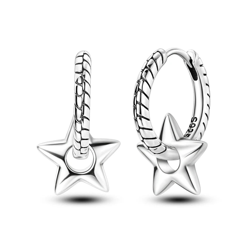 New 925 Sterling Silver Star And Moon  Women Earrings Brilliant Wedding Engagement Star Earrings Jewelry Gift