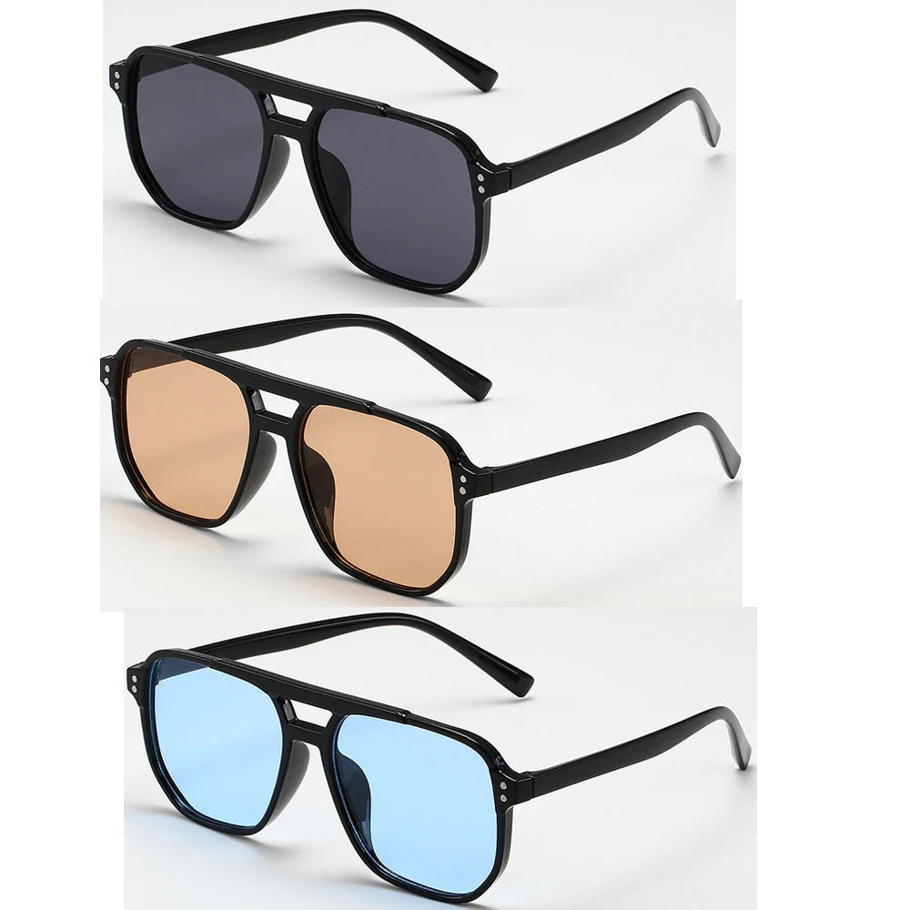 3 Pcs/Set Women Men Square Sun Glasses Retro Polygon Sunglasses Female Vintage Fashion Sunglasses Double Beam Eyeglasses