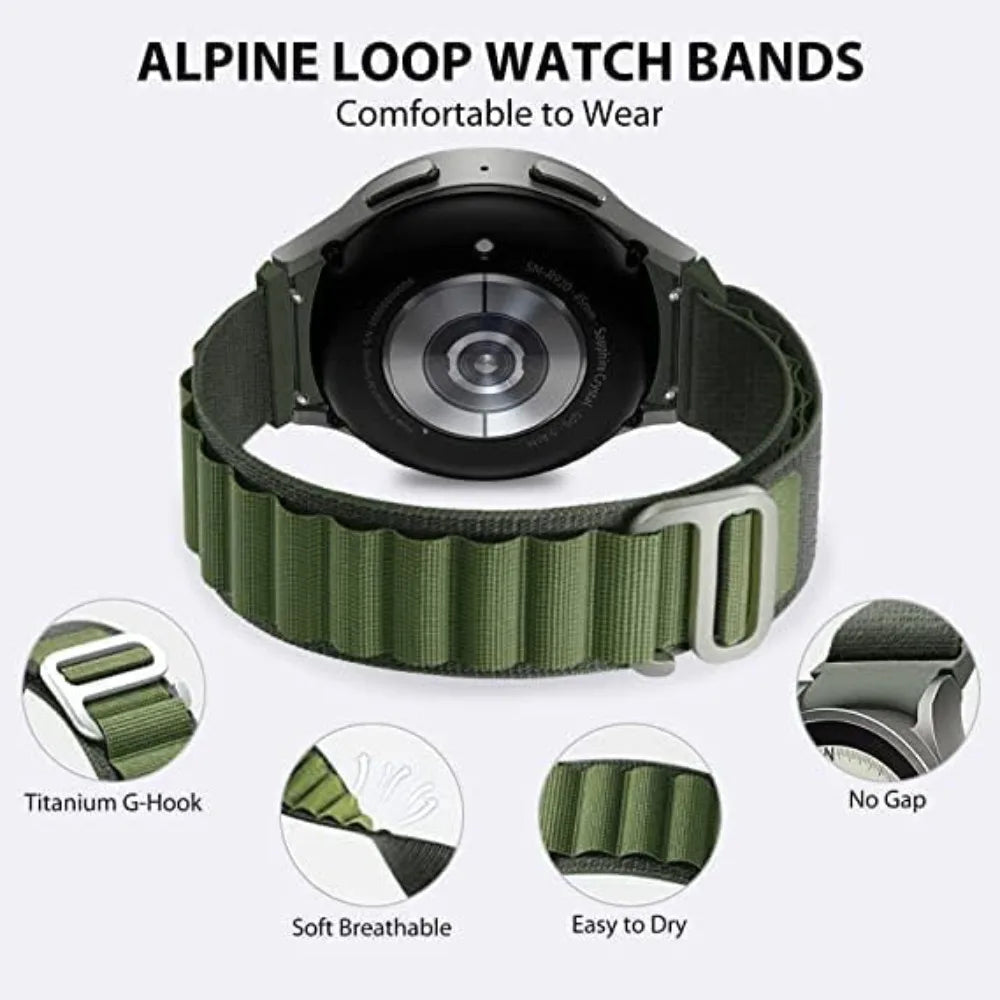 Nylon Loop Strap for Samsung Galaxy Watch7 6 5 4 44mm 40mm Classic 43/47mm Bracelet Watch5 Pro 4 Classic 42/46mm Sport 20mm Band
