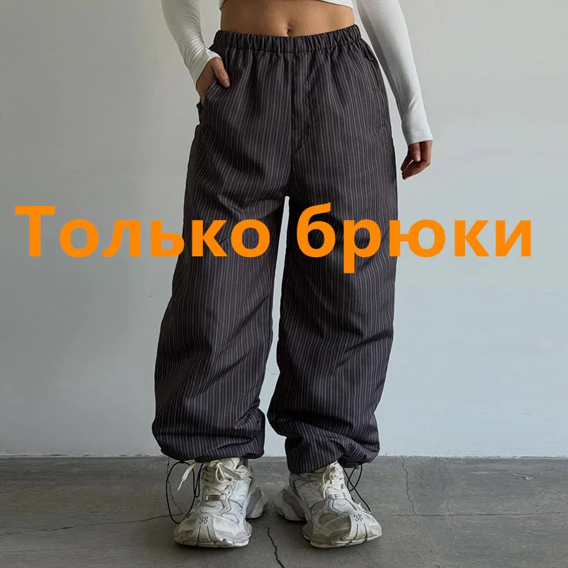 Puffer Women's Two Piece Set Winter Thick Outerwear High Waist Puffer Long Pants Thickened Version Winter Wear 2026 New Arrival