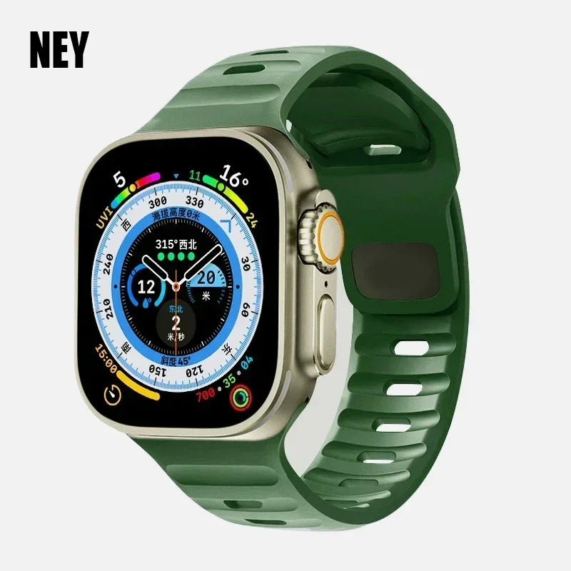 Sport Strap For Apple Watch Ultra band 49mm 45mm 46mm 44mm 42mm 41mm Silicone Air hole Bracelet iWatch Serie 11 10 9 8 7 6 SE