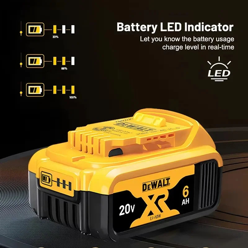 100% Original DeWalt 20V 6.0Ah Battery Power Tool Replacement for DeWalt DCB184 DCB181 DCB182 DCB200 6.0Ah 18Volt 20v Battery.