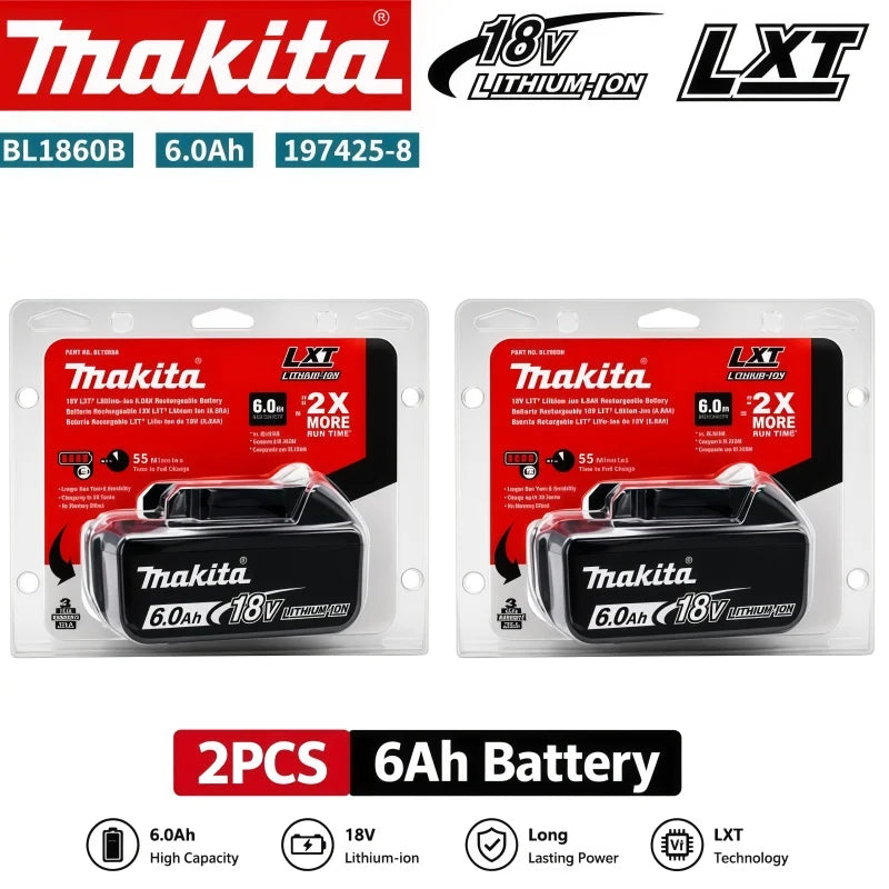 2026 Authentic Makita 6.0Ah Battery, Hot Selling 18V Tools Battery, Replaceable BL1830B L1840B L1850B L1860B, Power Tool Battery