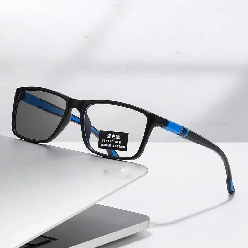 Photochromic Anti Blue Light Outdoor Sports Cycling Ultra Light High-definition Color Changing Myopia Glasses 0 -0.5 -0.75 -1.25