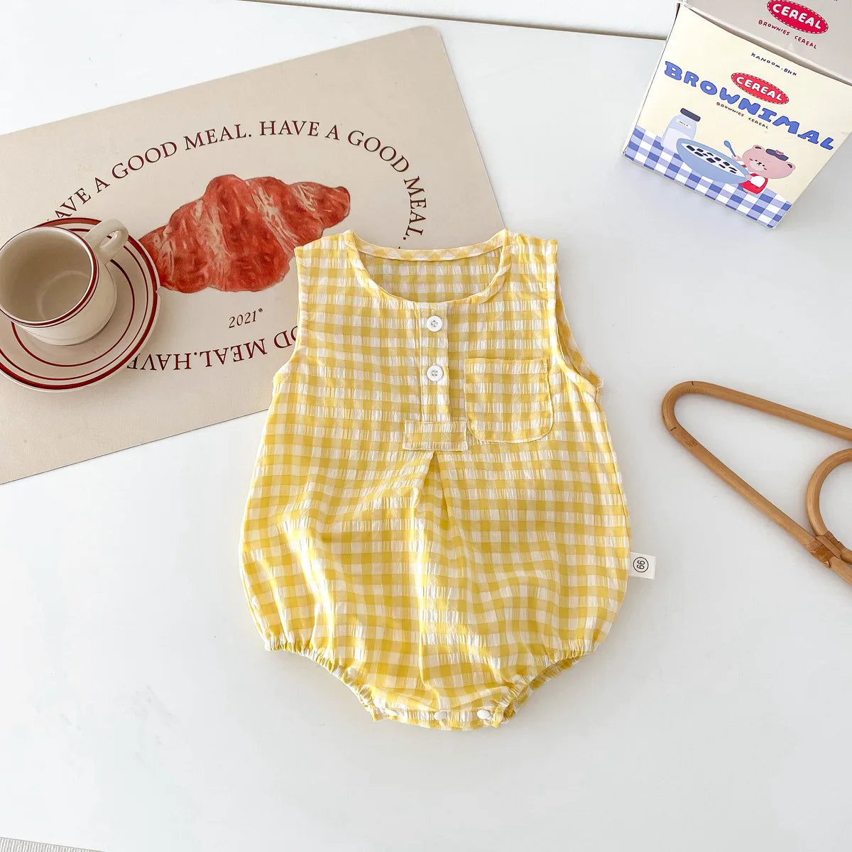 2024 Summer New in Kids Baby Girls Boys Cute Clothing Infant Toddler Plaid Sleeveless Cotton Jumpsuits Newborn Bodysuits 0-24M