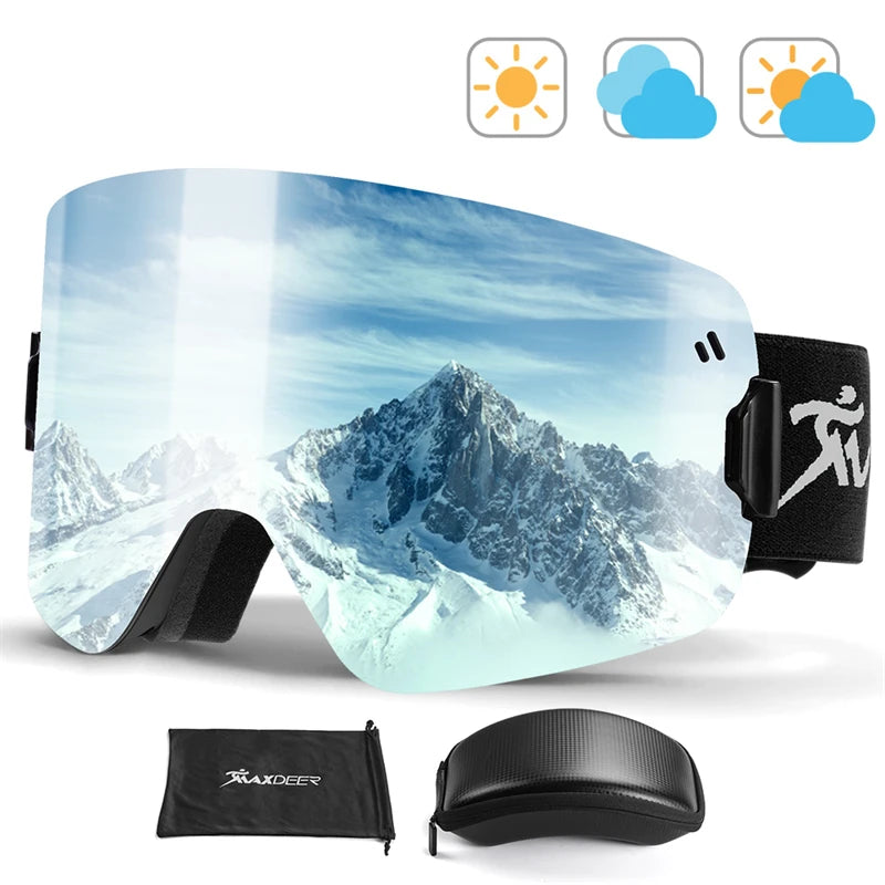 Magnetic Ski Goggles Men Snowboard Glasses Double Layers Lens Anti-fog UV400 Snow Goggles Women Snowmobile Skiing Eyewear OTG