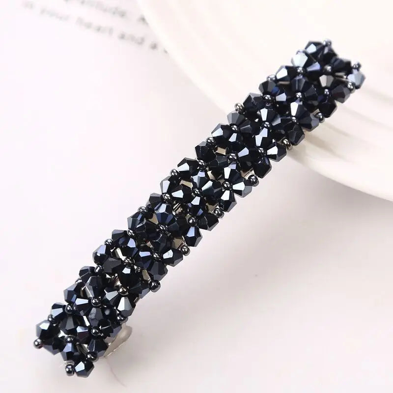 Super Beautiful~ Accessories Flash Diamond Headpiece Hair Clip Four Rows of Crystal Fish Line Braided Edge Clip Exquisite One-Wo