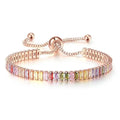 Rose Gold Adjustable Slider Bracelet for Women Colorful/Blue White Tennis Bracelet Fashion Dainty Crystal Bracelets Jewelry Gift