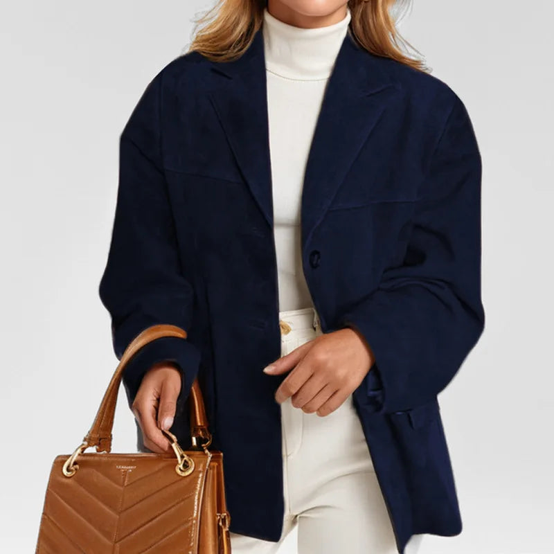 2024 Autumn Winter Women Jacket With Lapel Woman Casual Single Breasted Pocket Long Sleeve Short Coat Street Overcoat