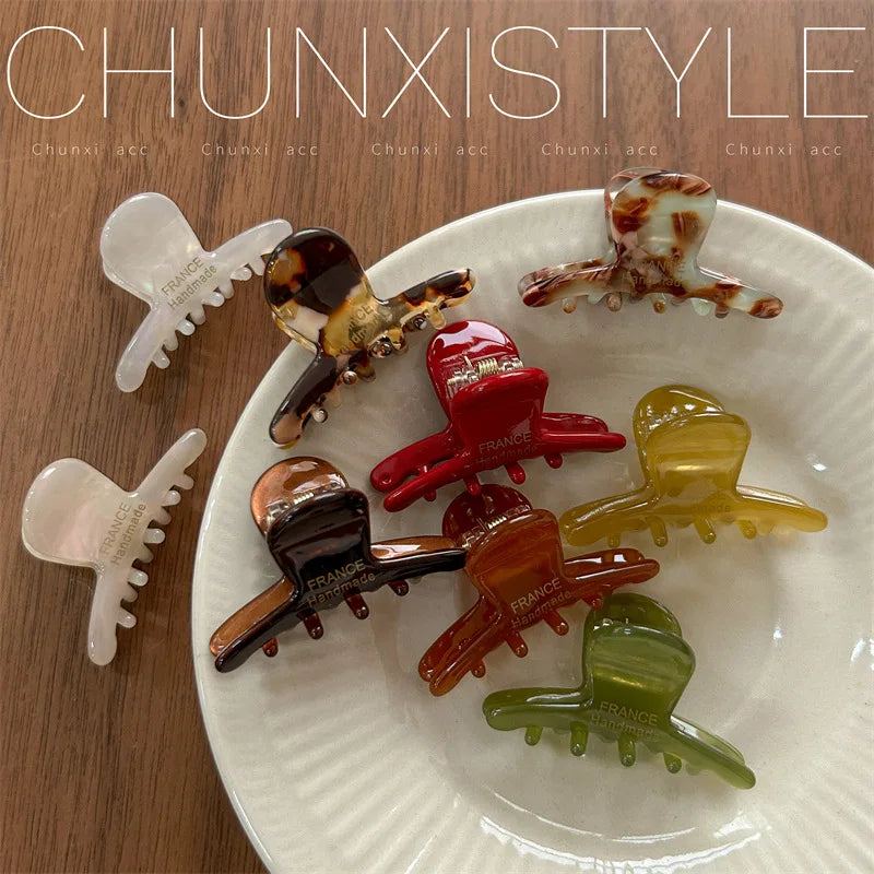 1Pc Middle Size Multi-color Acetate Cute Hair Claw For Bangs Small Hair Catch 4.5cm Hairpin Shark Clip Women Hair Accessories