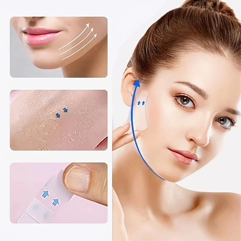 80Pcs Lifting Face Stickers Invisible Transparent Thin Face Patches Lift Tools V-Shape Face Wrinkle Sagging Skin Adhesive Tape