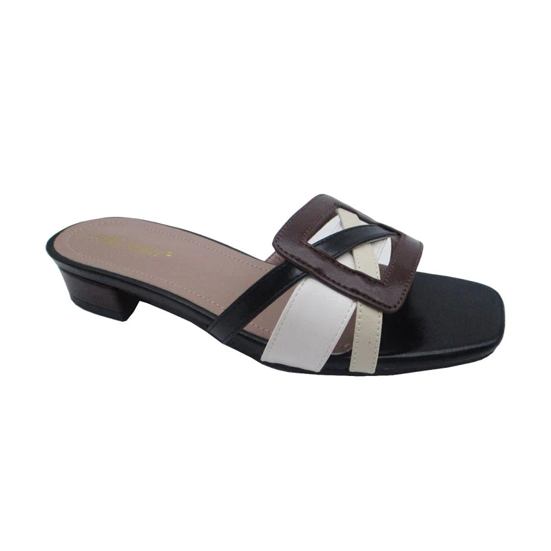 FABIO PENNY2026 Women's Low-Heeled Slippers Elegant European Design Casual Toe-Exposed Fashionable High-End Dinner Comfortable