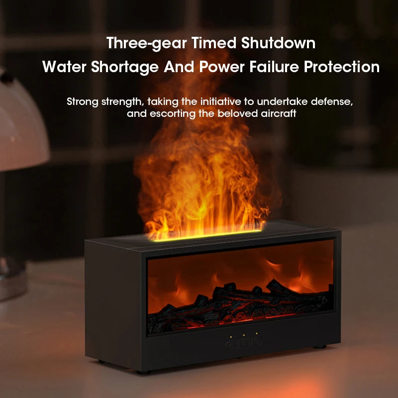 150ml Simulated Flame Fireplace Aroma Diffuser Air Humidifier with Remote Control Waterless Auto Off for Home Room Creative Gift