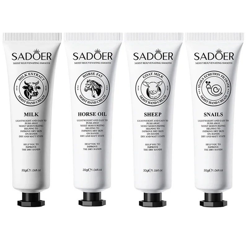 5pcs Hand Cream Gift Set – Infused with Goat Milk & Nourishing Oils for Deep Moisture and Restorative Care, 30g Squeeze Tubes