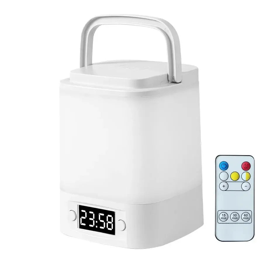 Touch Dimmable LED Night Lamp with Remote Clock Time Display or Not Eye Protection Reading Lamp Bedside Night Light Rechargeable