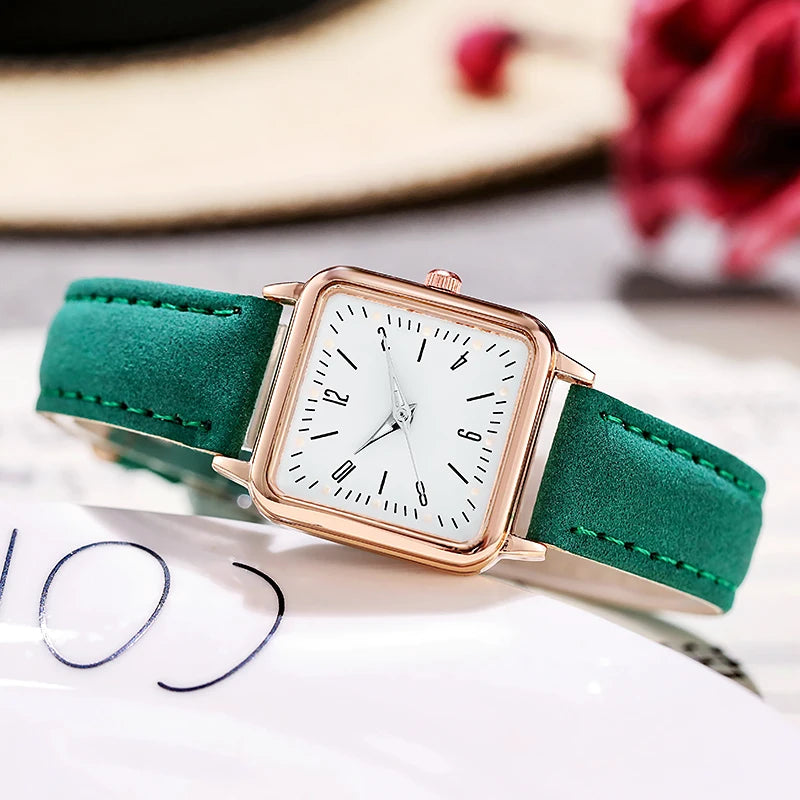 Women Watches Fashion Square Arabic Dial Quartz Watch Casual Leather Strap Ladies Wristwatches Clock Gift Reloj Mujer