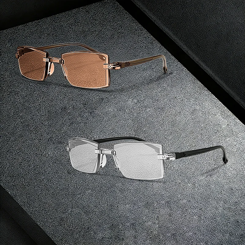 2 Pairs of Frameless Anti Blue Light Reading Glasses, Lightweight and Fatigue Resistant for Middle-Aged and Elderly People
