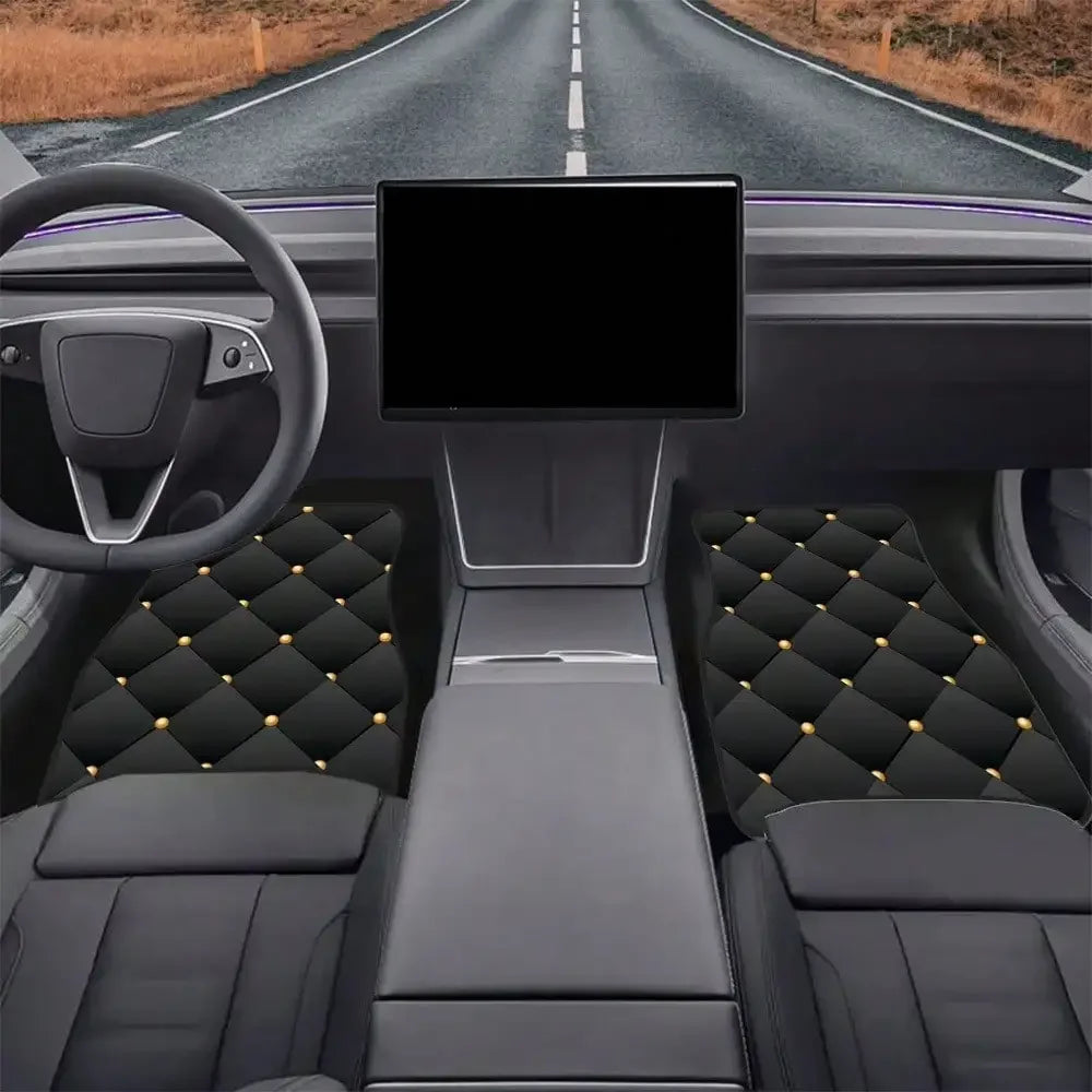 4PCS diamond, printed car floor mat, suitable for cars, trucks, SUVs, This floor mat is durable, car interior accessories