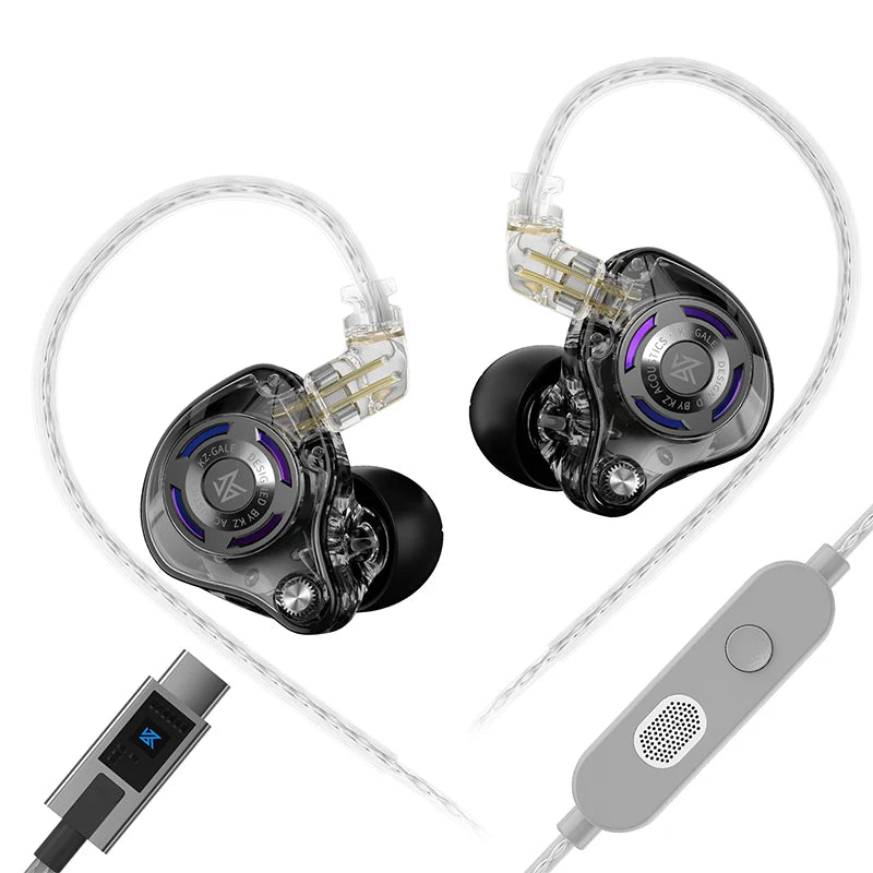 KZ Gale Earphone Gaming and Music Headset Dynamic Driver Detachable Design Enhances , Bass Performance for A More