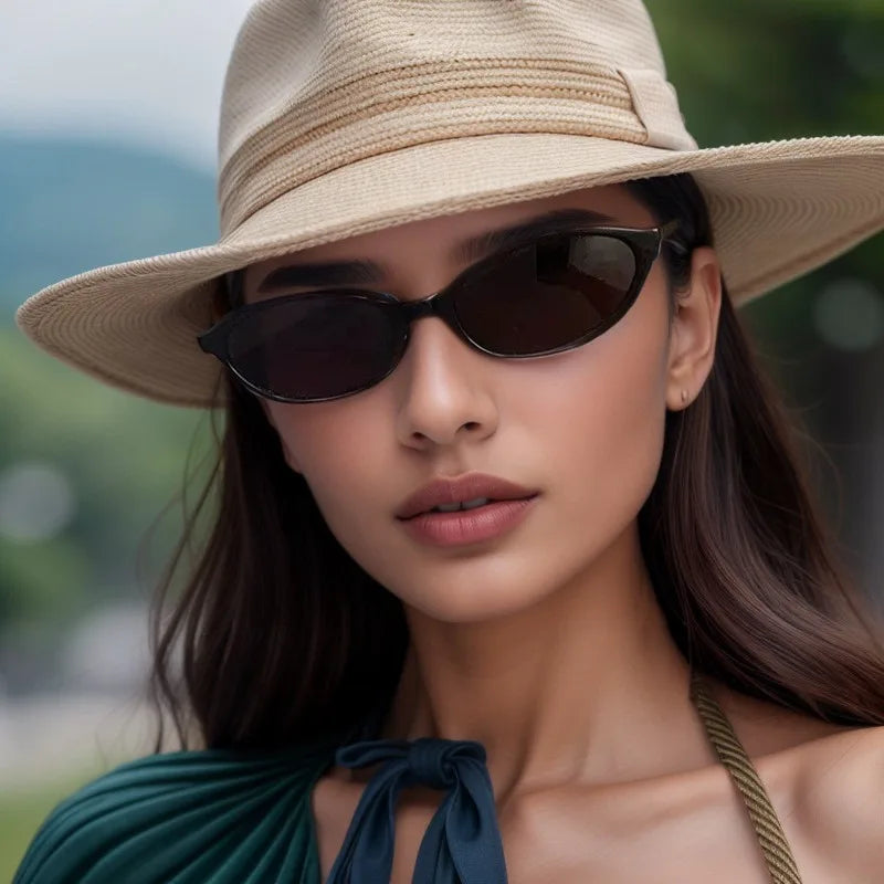 Cute Oval Small Frame Sunglasses Women New Retro Style Sexy Brown Sun Glasses Ladies Trendy Fashion Decorative Shades Eyeglass