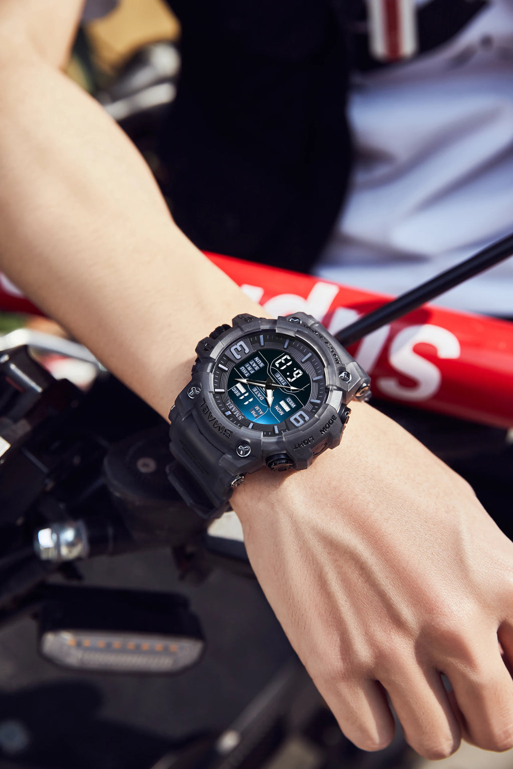 SMAEL 8049 Watch Sport LED Light Alarm Clock Dual Time Display WaterproofWeek Auto Date Wristwatches Quartz