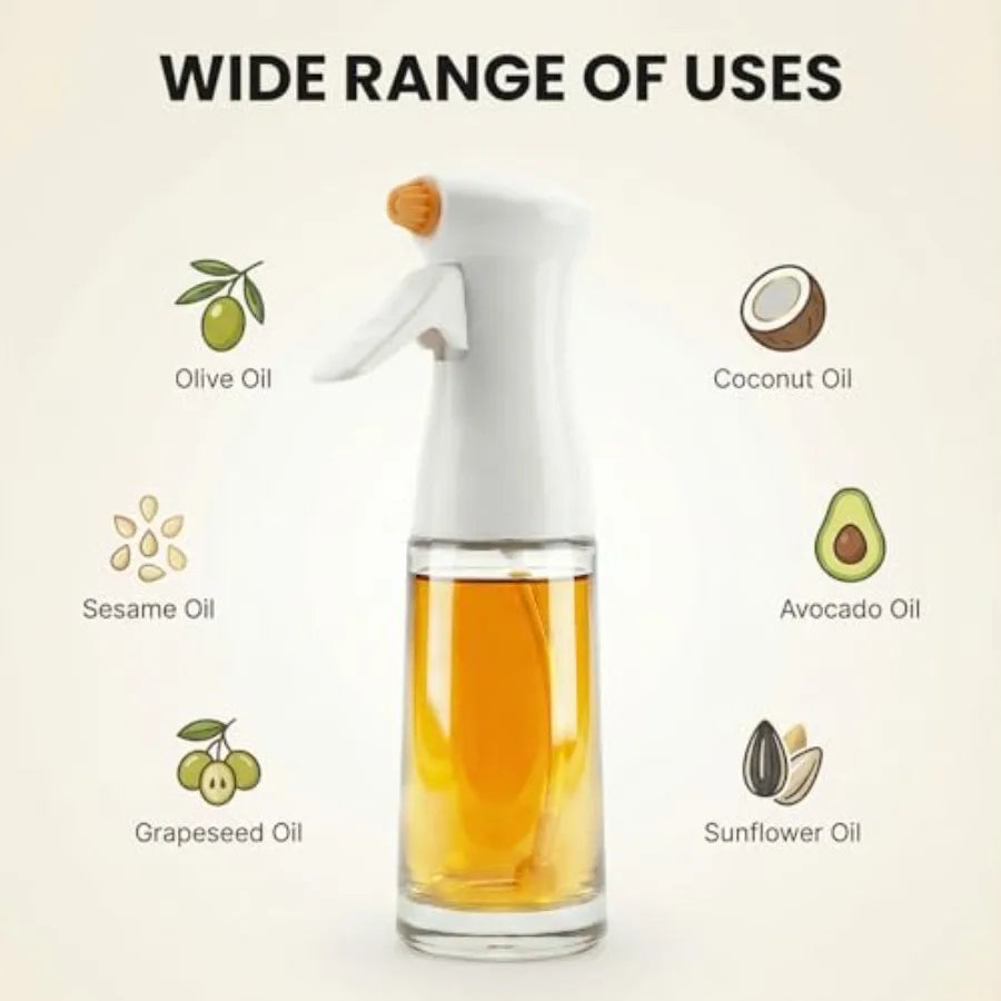 200ml Glass Oil Sprayer for Cooking Olive Oil Spray Bottle for Air Fryer Salad Baking and Frying Refillable Oil Mister for Kitc