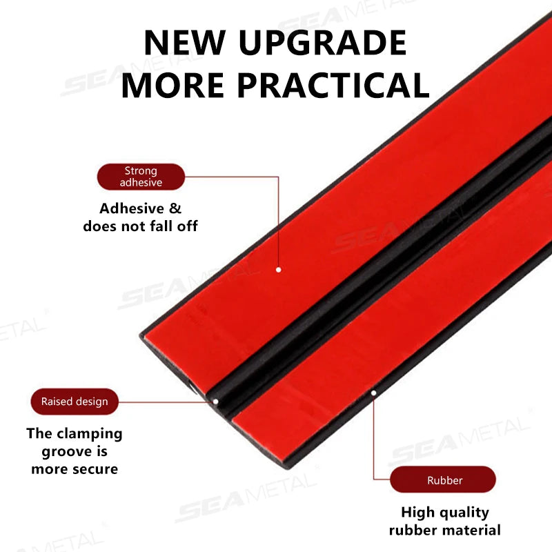 SEAMETAL 2/8M Car Rubber Seal Strips Auto Windshield Roof Rubber Sealing Strip Noise Insulation Car Accessories 14/19/27/30/35mm