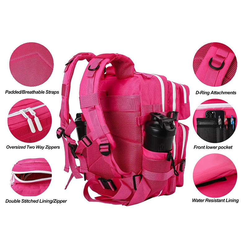 LHI 25L Tactical Backpack for Women Fitness Athlete Gym Out Bag  Small Outdoor Sports Travel Rucksack with Bottle Holder