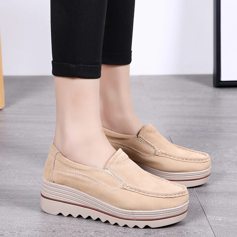 2025 Spring Women Flats Shoes Woman Platform Slip On Flats Sneakers Women Suede Ladies Tenis Loafers Moccasins Casual Shoes