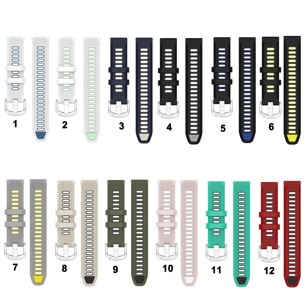 18mm 20mm 22mm Watch Band Silicone Strap For Garmin Forerunner 55 245 255 255S 265 265S/Vivoactive 3 4 4s /Venu Sq 2 2s Bracelet