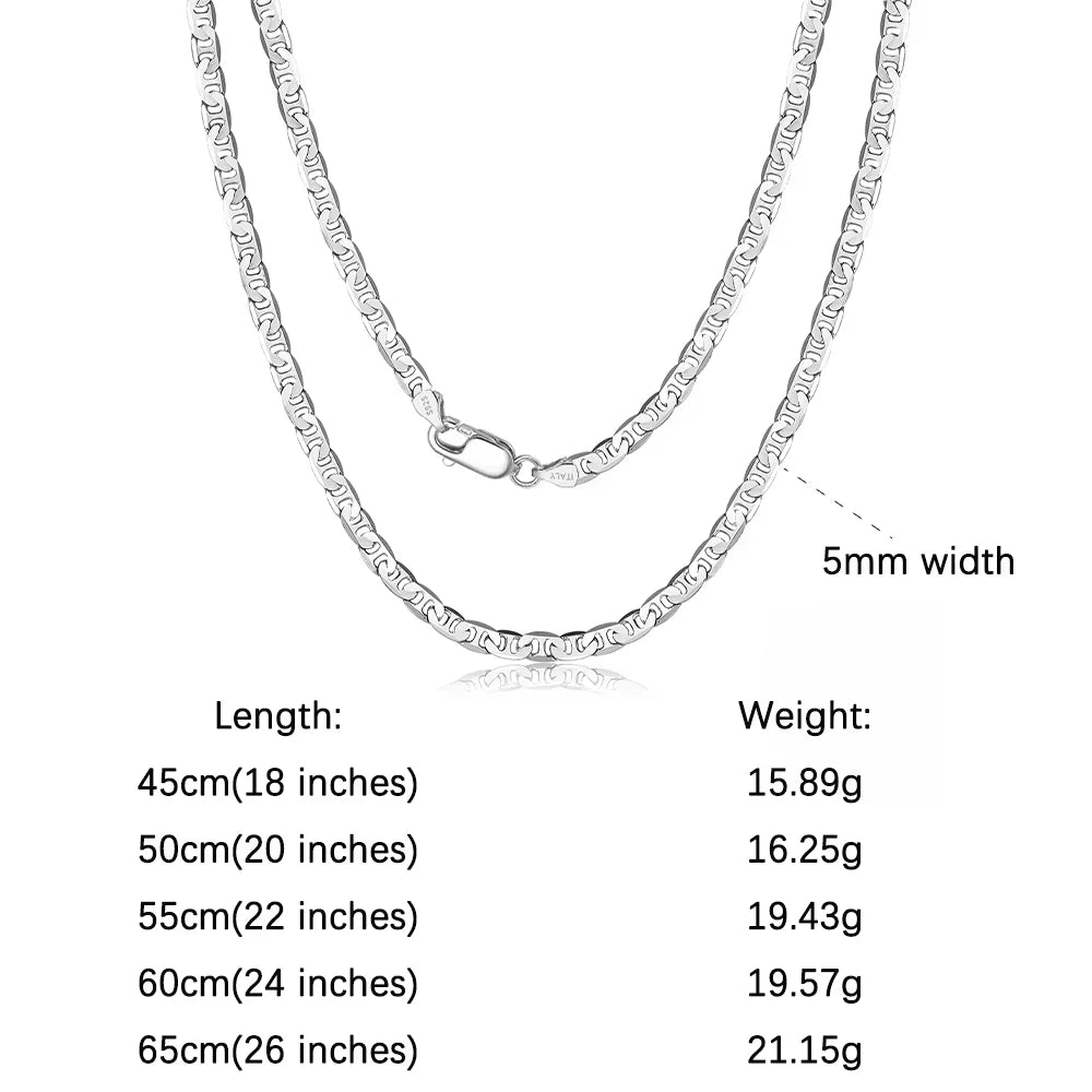 ORSA JEWELS 100% 925 Sterling Silver Link Chain Necklaces Minimalism Snake/Paperclip/Box/Figaro/Chopin/Cuban Chains 40-60cm