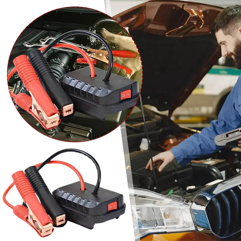 Car Emergency Jump Start Adapter For Makita Lithium‑Ion Battery, 12V Vehicle Jumper Booster Cable Clips with Dual USB Output Swi